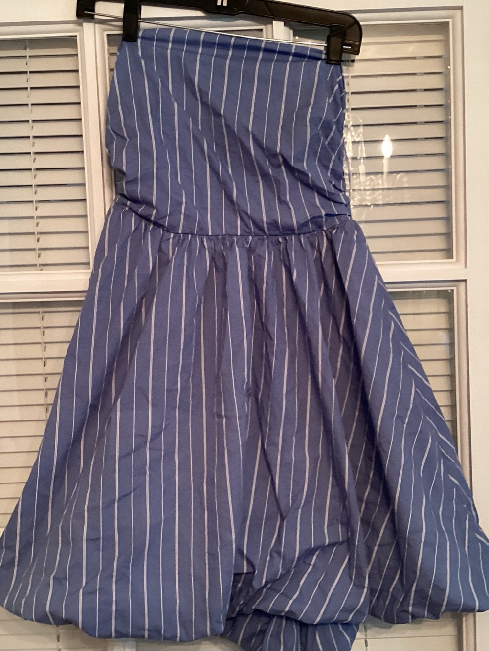 Only Blue and White Striped Strapless Mini Dress